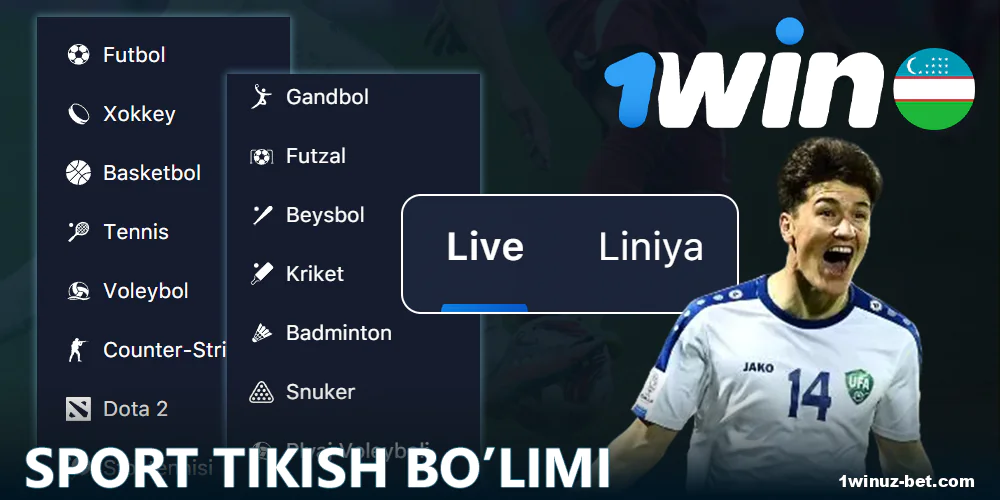 1Win O'zbekistondagi sport tikish bo'limi