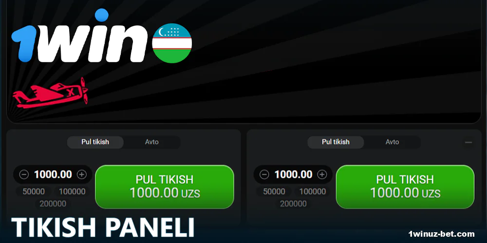 1Win O'zbekistondagi Aviator o'yiniga tikish paneli