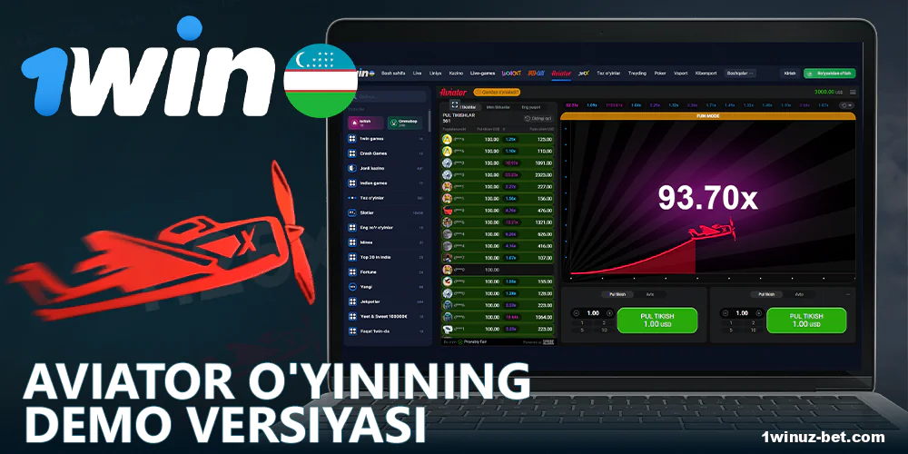 1Win O'zbekiston o'yinchilari uchun Aviator o'yinining demo rejimi