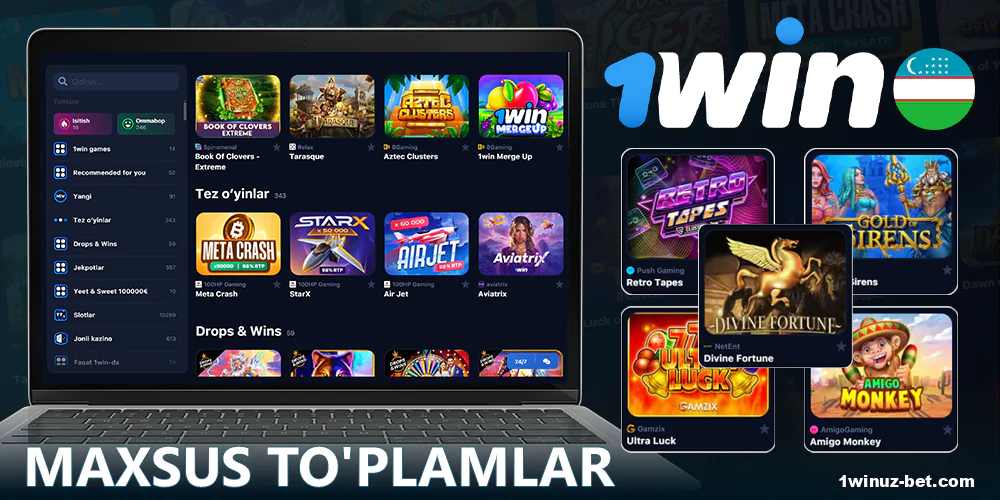 1Win O'zbekiston Kazino o'yinlari to'plami