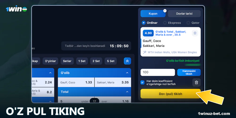 1Win O'zbekistonga pul tiking