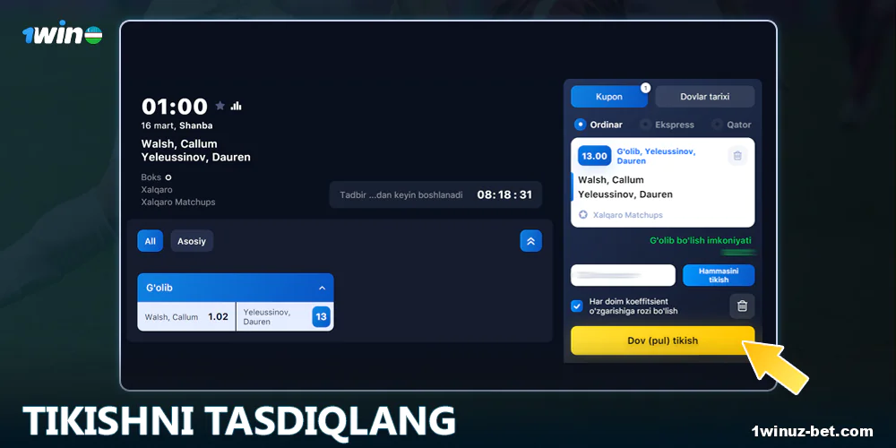 1Win O'zbekistonga pul tiking
