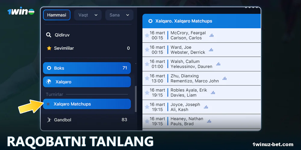 1Win O'zbekistonda boks turnirini tanlang