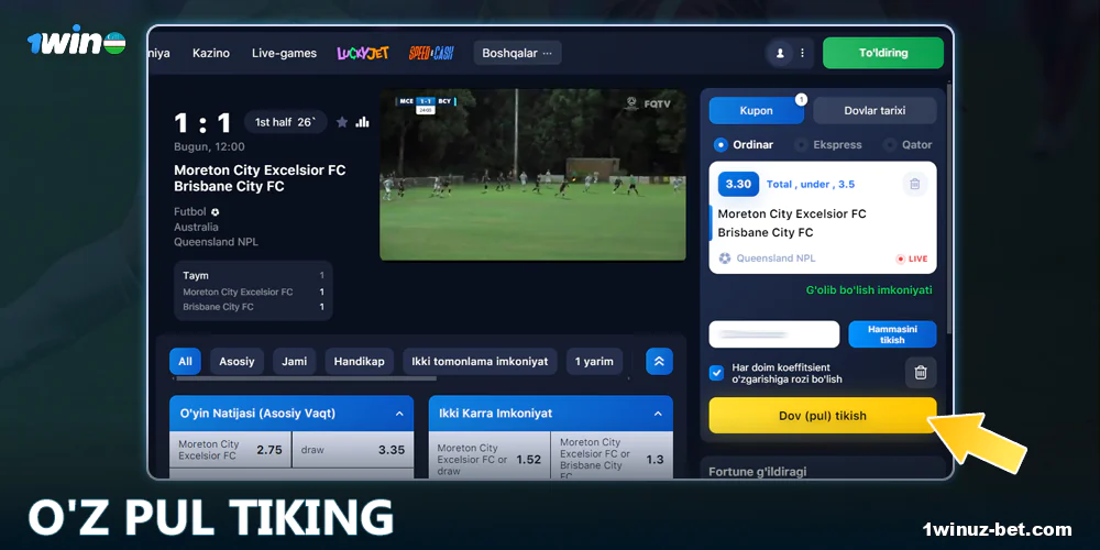 1Win O'zbekistonga pul tiking