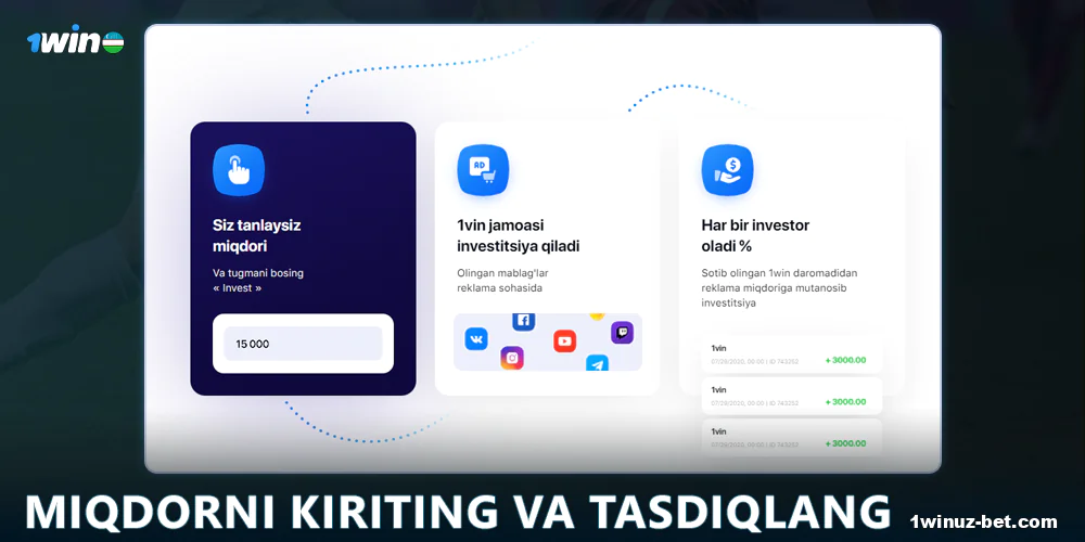 Investitsiya summasini 1Win O'zbekistonga kiriting