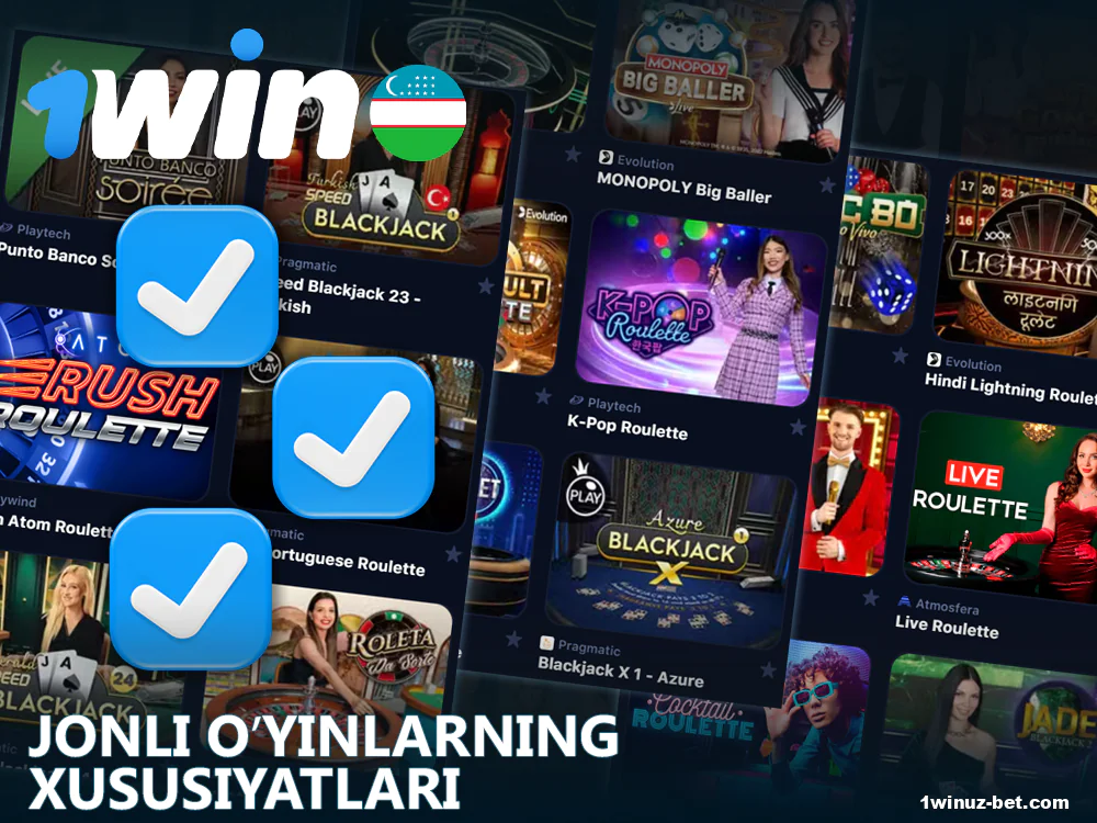 1Win O'zbekistondagi jonli o'yinlarning afzalliklari