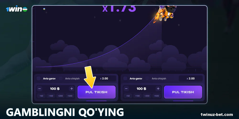 1Win O'zbekiston saytida Lucky Jet-ga pul tiking