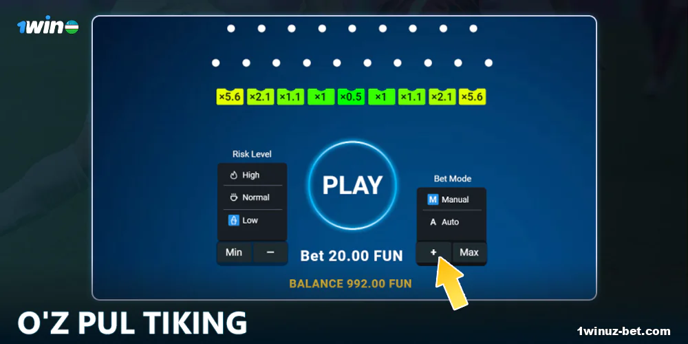 1Win O'zbekiston da Plinkoga tikish