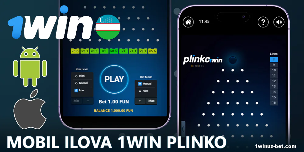 Plinko o'yini uchun 1Win O'zbekiston mobil ilovasi